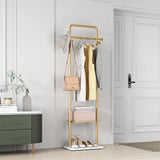 Coat Racks: Gold Metal Coat Rack Stand Granite Base Hall Tree