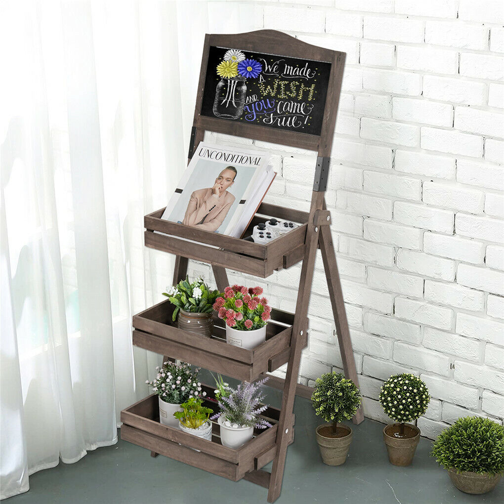 Buffets & Sideboards: Vintage Wooden Chalkboard Easel 38x50CM with 3 Shelves