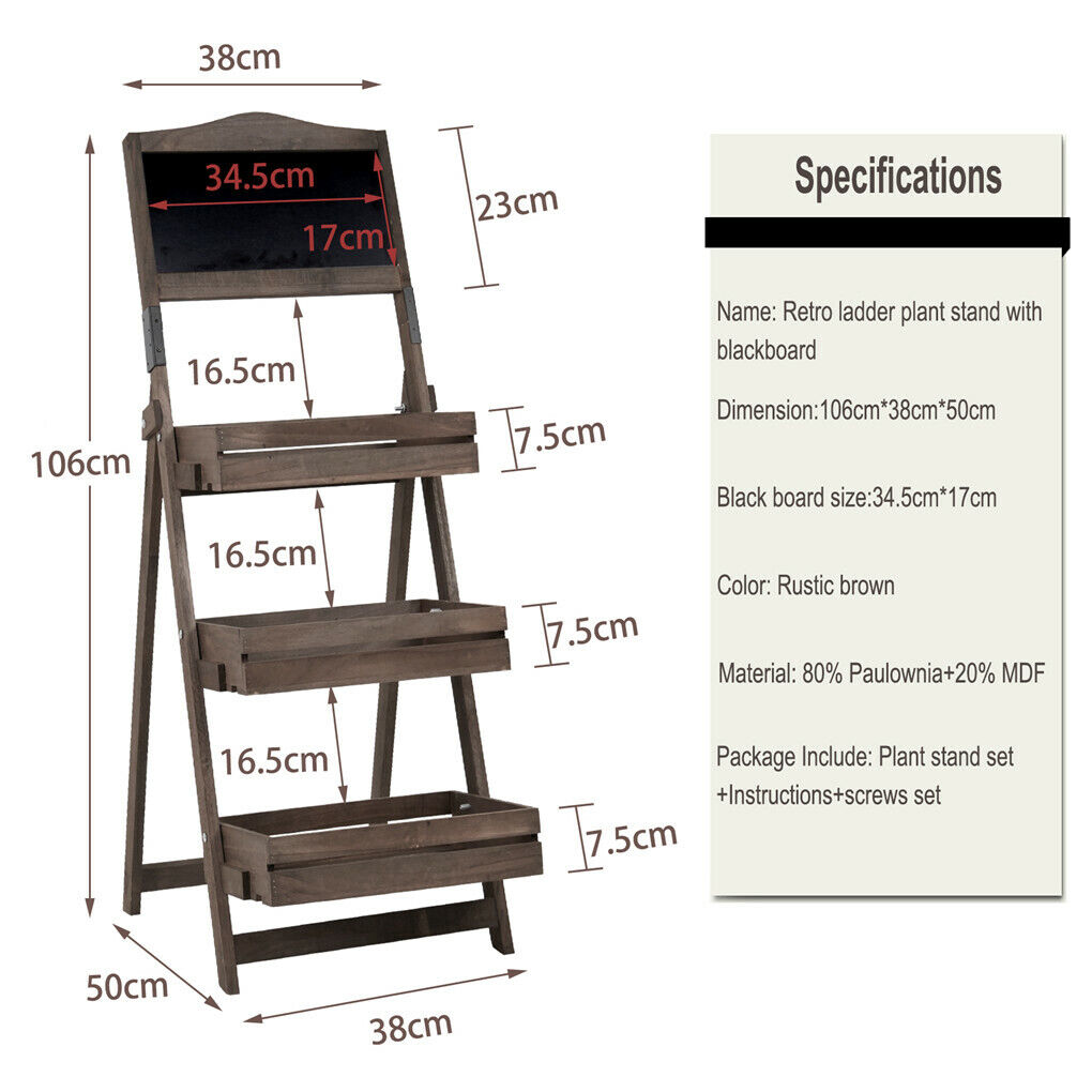 Buffets & Sideboards: Vintage Wooden Chalkboard Easel 38x50CM with 3 Shelves