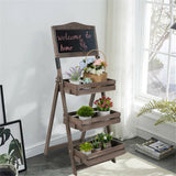 3 Tier Rustic Wood Plant Stand 38CM Corner Shelf