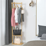 Coat Racks: Bamboo Coat & Hat Rack Stand Shoe Shelf Thicken Wooden Hanger