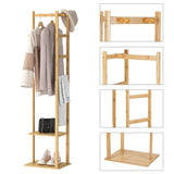 Coat Racks: Bamboo Coat & Hat Rack Stand Shoe Shelf Thicken Wooden Hanger