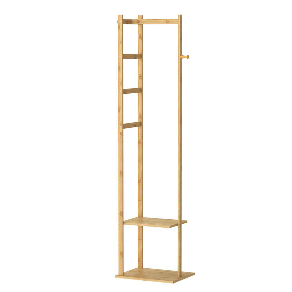 Coat Racks: Bamboo Coat & Hat Rack Stand Shoe Shelf Thicken Wooden Hanger