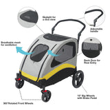 Cat Carriers & Crates: XL Dog Stroller Pet Pushchair Foldable Travel Cart