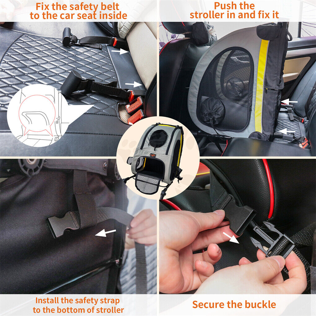 Cat Carriers & Crates: Dog Stroller Car Mounted Outdoor Pet Cart