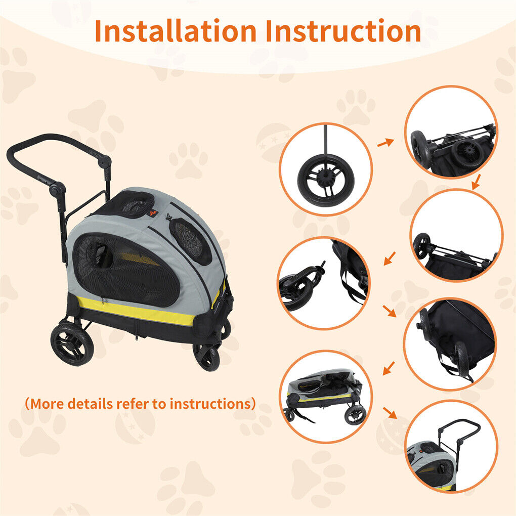 Cat Carriers & Crates: Dog Stroller Car Mounted Outdoor Pet Cart