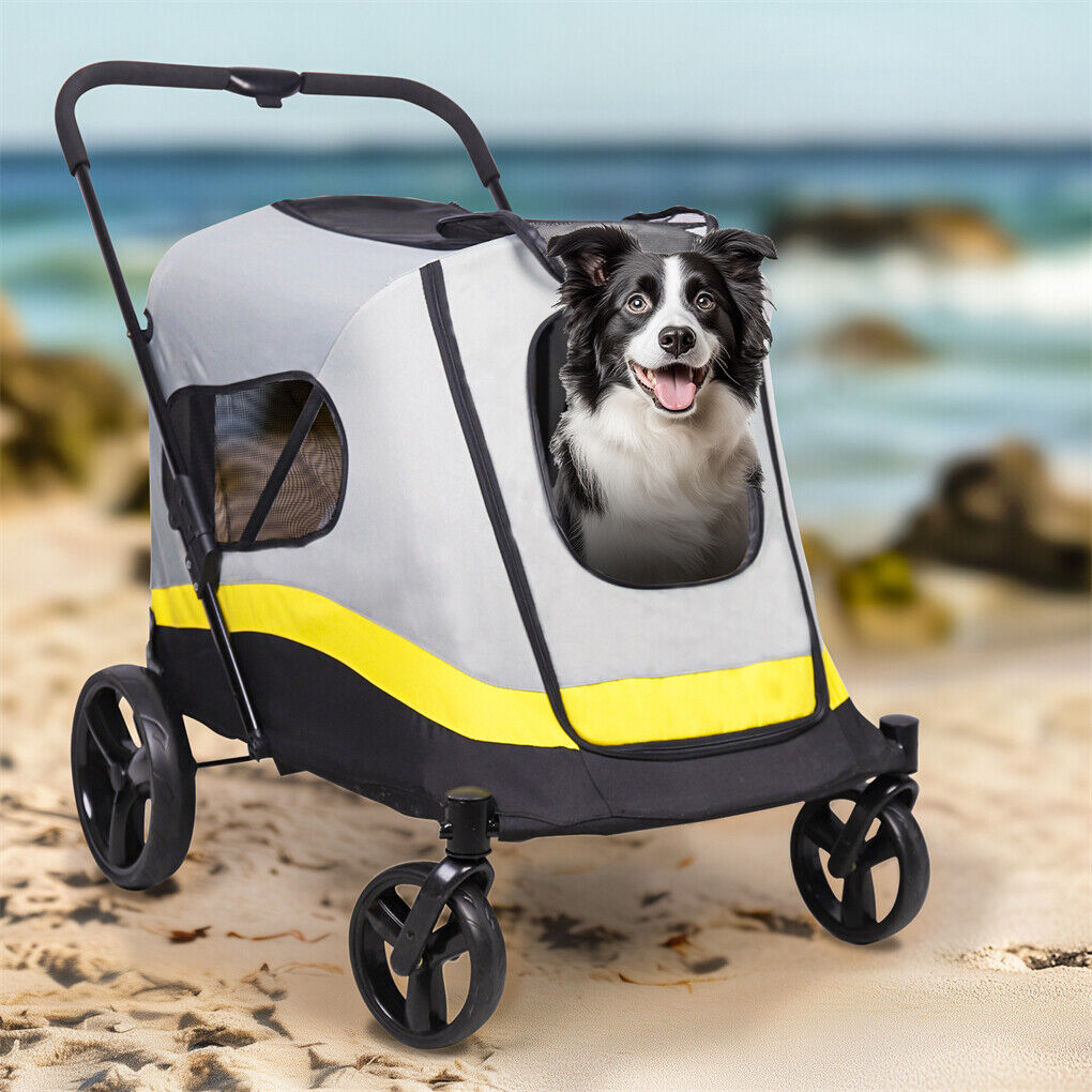 Cat Carriers & Crates: Dog Stroller w/ Rain Cover Foldable Pet Cart