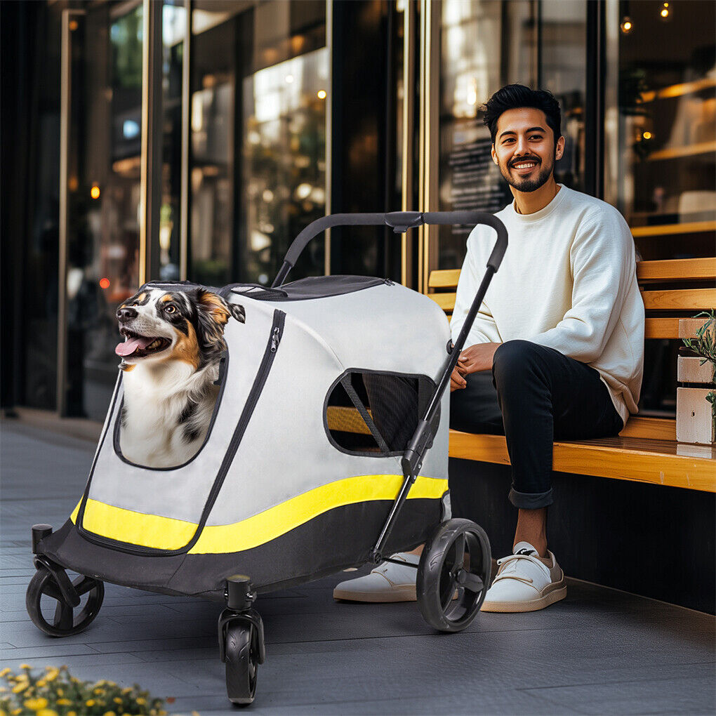 Cat Carriers & Crates: Dog Stroller w/ Rain Cover Foldable Pet Cart