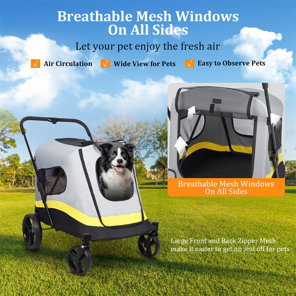 Cat Carriers & Crates: Dog Stroller w/ Rain Cover Foldable Pet Cart