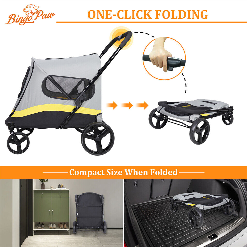 Cat Carriers & Crates: Dog Stroller w/ Rain Cover Foldable Pet Cart