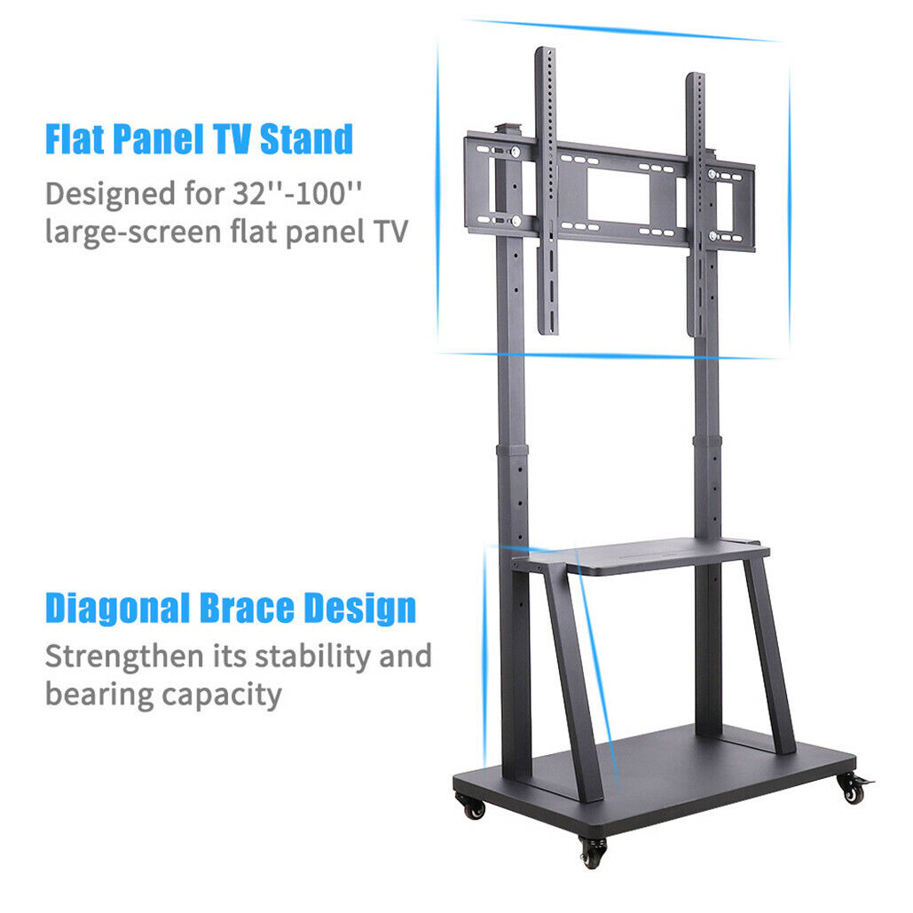 Kitchen & Bathroom DIY: Rolling TV Stand 32-100 w/ Adjustable Mount & 2-Tier Shelf
