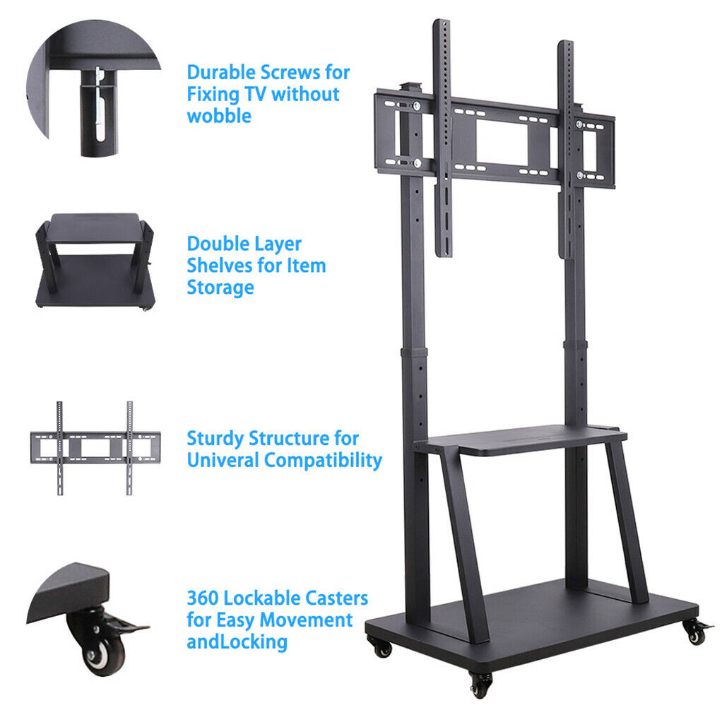 Kitchen & Bathroom DIY: Rolling TV Stand 32-100 w/ Adjustable Mount & 2-Tier Shelf