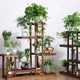 Pots, Planters & Accessories: 5-Tier Wooden Plant Stand Flower Display Shelf Indoor Outdoor Garden