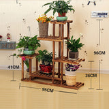 Pots, Planters & Accessories: 5-Tier Wooden Plant Stand Flower Display Shelf Indoor Outdoor Garden