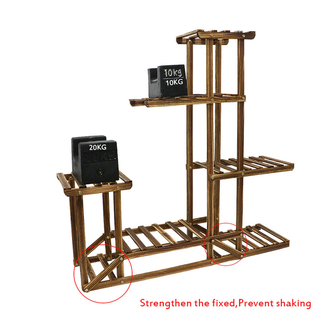 Pots, Planters & Accessories: 5-Tier Wooden Plant Stand Flower Display Shelf Indoor Outdoor Garden