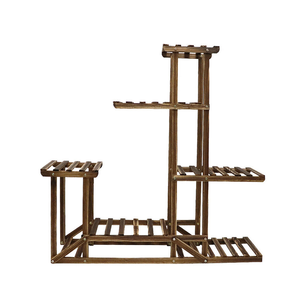 Pots, Planters & Accessories: 5-Tier Wooden Plant Stand Flower Display Shelf Indoor Outdoor Garden