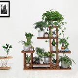 Pots, Planters & Accessories: 5-Tier Wooden Plant Stand Flower Display Shelf Indoor Outdoor Garden