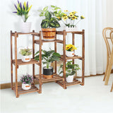 8-Tier Wooden Plant Stand Outdoor Indoor Garden Shelf