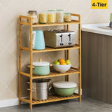 Bookcases & Shelves: Bamboo 4 Tier Shelving Unit Kitchen Bedroom Bookshelf
