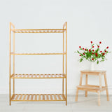 Bookcases & Shelves: Bamboo 4 Tier Shelving Unit Kitchen Bedroom Bookshelf