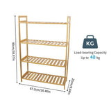 Bookcases & Shelves: Bamboo 4 Tier Shelving Unit Kitchen Bedroom Bookshelf
