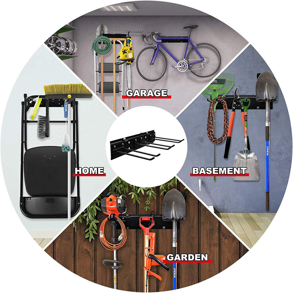 Clothing & Wardrobe Storage: Wall Mounted Tool Rack Heavy Duty Garage Organizer