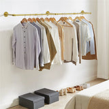 Clothing & Wardrobe Storage: Vintage Iron Clothes Rail Gold Wall Mounted Garment Rack