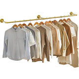 Clothing & Wardrobe Storage: Vintage Iron Clothes Rail Gold Wall Mounted Garment Rack