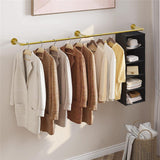 Clothing & Wardrobe Storage: Vintage Iron Clothes Rail Gold Wall Mounted Garment Rack