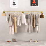 Clothing & Wardrobe Storage: Vintage Iron Clothes Rail Gold Wall Mounted Garment Rack