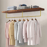 Clothing & Wardrobe Storage: Vintage Iron Clothes Rail Gold Wall Mounted Garment Rack