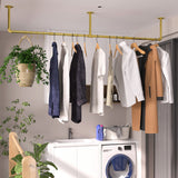 Clothing & Wardrobe Storage: Vintage Iron Clothes Rail Gold Wall Mounted Garment Rack