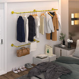 Clothing & Wardrobe Storage: Vintage Iron Clothes Rail Gold Wall Mounted Garment Rack