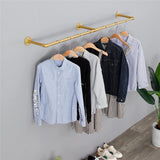 Clothing & Wardrobe Storage: Vintage Iron Clothes Rail Gold Wall Mounted Garment Rack