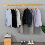 Clothing & Wardrobe Storage: Vintage Iron Clothes Rail Gold Wall Mounted Garment Rack