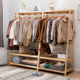 Laundry Storage: Bamboo Garment Rack Portable Laundry Storage Nature -
