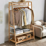 Laundry Storage: Bamboo Garment Rack Portable Laundry Storage Nature -