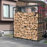 Bicycle Stands & Storage: Metal Log Storage Shed Outdoor Firewood Rack Holder