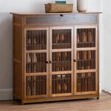 Shoe Storage: XXL 4-Tier Bamboo Shoe Rack Cabinet with Doors, Drawers