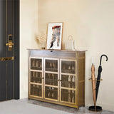 Shoe Storage: XXL 4-Tier Bamboo Shoe Rack Cabinet with Doors, Drawers
