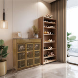 Shoe Storage: XXL 4-Tier Bamboo Shoe Rack Cabinet with Doors, Drawers