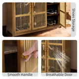 Shoe Storage: XXL 4-Tier Bamboo Shoe Rack Cabinet with Doors, Drawers
