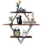 3 Tier Diamond Metal Floating Shelves Wall Mounted Display