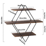 3 Tier Diamond Metal Floating Shelves Wall Mounted Display