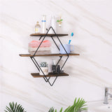 3-Tier Rustic Floating Wall Shelves Wood Display Books