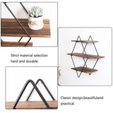 3-Tier Rustic Floating Wall Shelves Wood Display Books