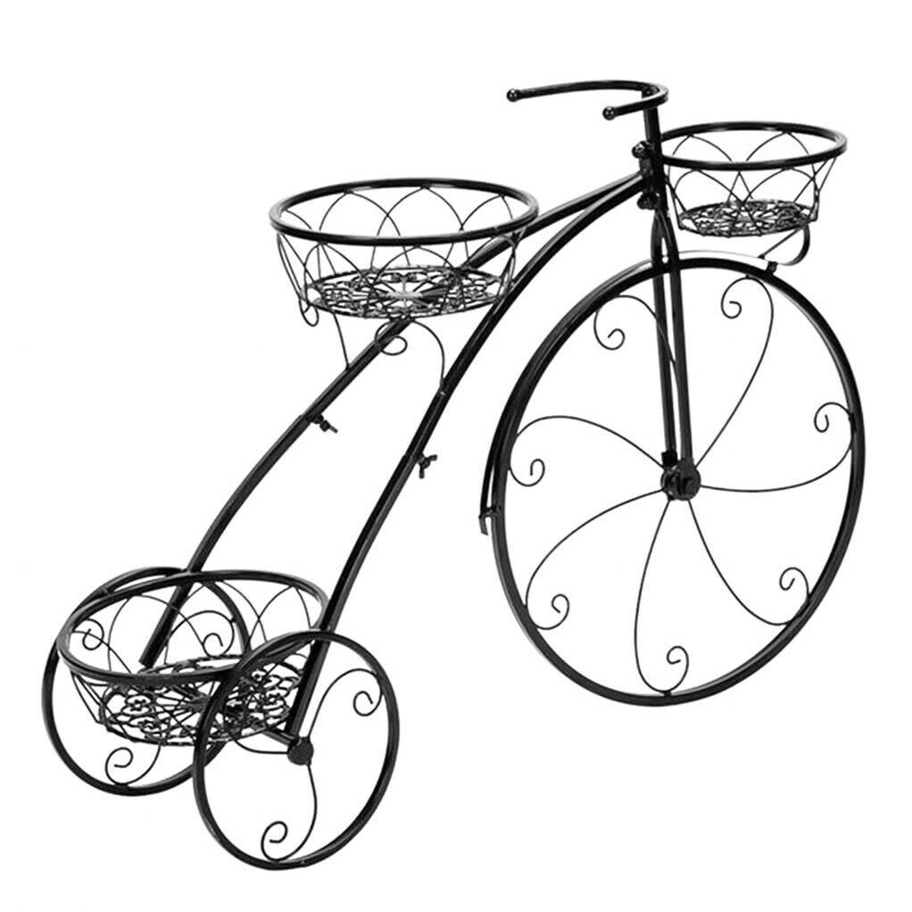 Bicycle Stands & Storage: 3-Tier Iron Bicycle Plant Stand Rack Tricycle Planter