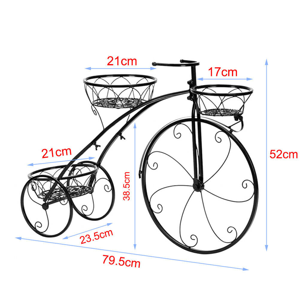 Bicycle Stands & Storage: 3-Tier Iron Bicycle Plant Stand Rack Tricycle Planter