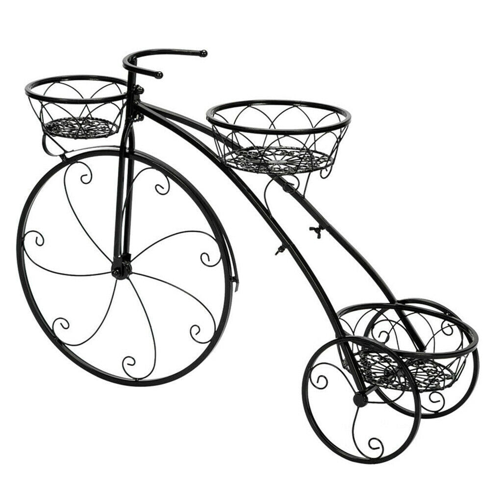 Bicycle Stands & Storage: 3-Tier Iron Bicycle Plant Stand Rack Tricycle Planter