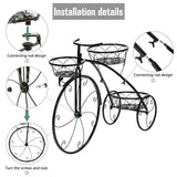 3-Tier Iron Bicycle Plant Stand Rack Tricycle Planter
